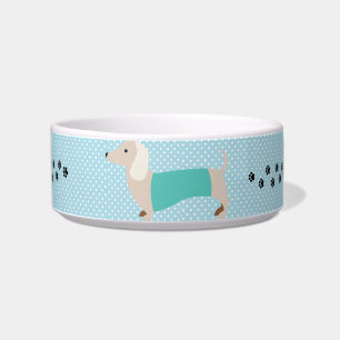 Dachshund-Schüssel Blaue Punkte Wiener-Hund-Schale Napf