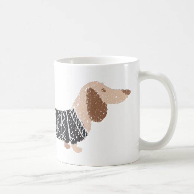 Dachshund schwarzes Weihnachtspullover-Muster Lust Kaffeetasse (Rechts)