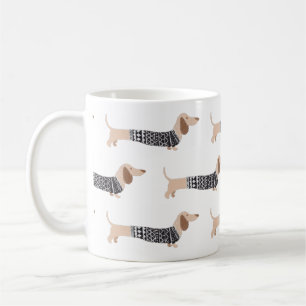 Dachshund schwarzes Weihnachtsschwester-Muster Lus Kaffeetasse