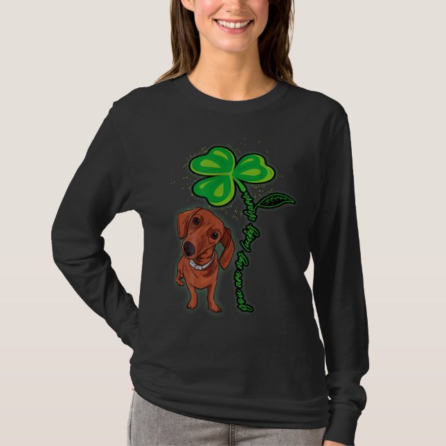 Dachshund Shamrock St Patricks Day You Are My Luck T-Shirt (Vorderseite)