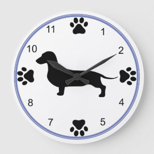 Dachshund Silhouette Große Wanduhr