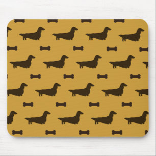 Dachshund Silhouetten Muster (Langhaar Dachshunde) Mousepad
