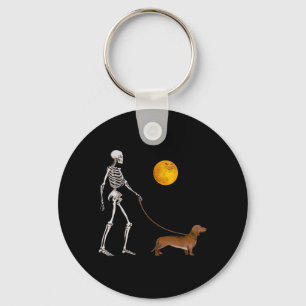 Dachshund-Skelett-Hund läuft Halloween-Kostüm Schlüsselanhänger