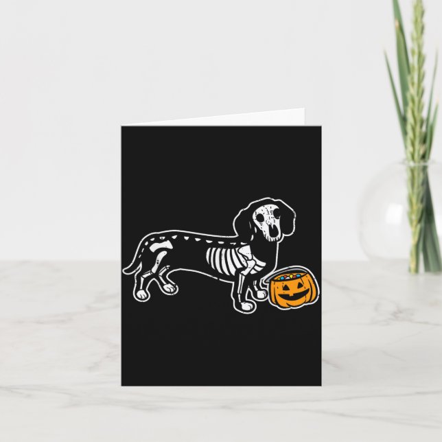 Dachshund-Skelett Jack O Lantern Lustiger Hallowee Karte (Vorderseite)