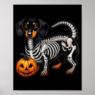 Dachshund-Skelett-Jack-O-Lantern-lustiger Wiener H Poster