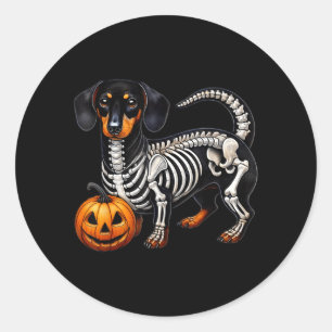 Dachshund-Skelett Jack O Lantern Lustiger Wiener H Runder Aufkleber