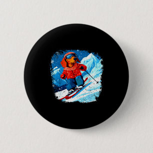 Dachshund-Ski Button