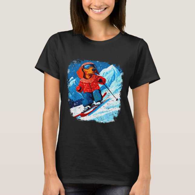 Dachshund Ski  T-Shirt (Vorderseite)