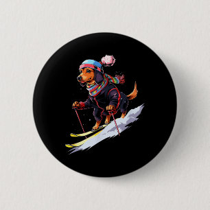 Dachshund Skifahren Hund Skifahrer Ski Winter Schn Button