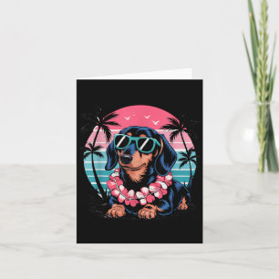 Dachshund Sonnenuntergang Hawaii Sommer Stil Karte