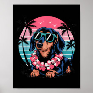 Dachshund Sonnenuntergang Hawaii Sommer Stil Poster