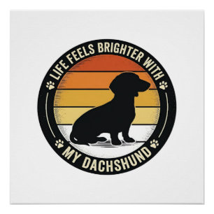 Dachshund-Sonnenuntergangs-Shirt Vintage-Hunde-Lie Poster