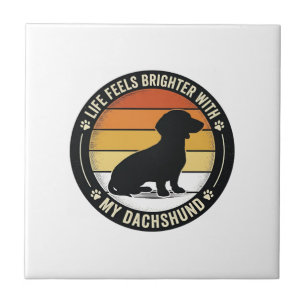 Dachshund-Sonnenuntergangs-Shirt Vintage-Hundelieb Fliese
