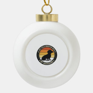 Dachshund-Sonnenuntergangs-Shirt Vintage-Hundelieb Keramik Kugel-Ornament