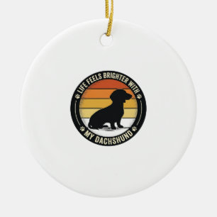 Dachshund-Sonnenuntergangs-Shirt Vintage-Hundelieb Keramik Ornament