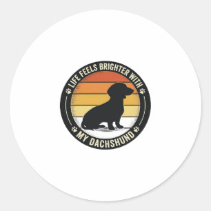 Dachshund-Sonnenuntergangs-Shirt Vintage-Hundelieb Runder Aufkleber