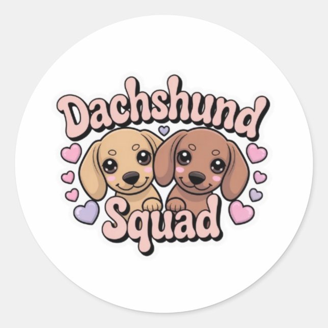Dachshund Squad Cute Kawaii Dachshund Sticker Dach (Vorderseite)