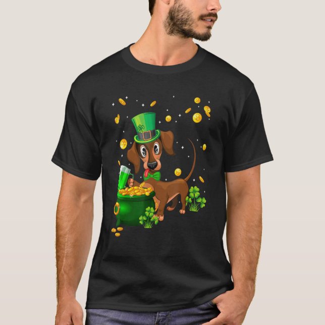 Dachshund St. Patrick's Day Irischer Hund   T-Shirt (Vorderseite)