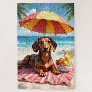Dachshund Strandentspannungsszene Puzzle