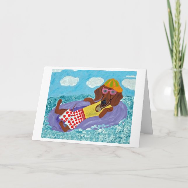 Dachshund Strandfaulenzer Karte (Vorderseite)
