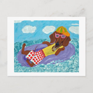 Dachshund Strandfaulenzer Postkarte