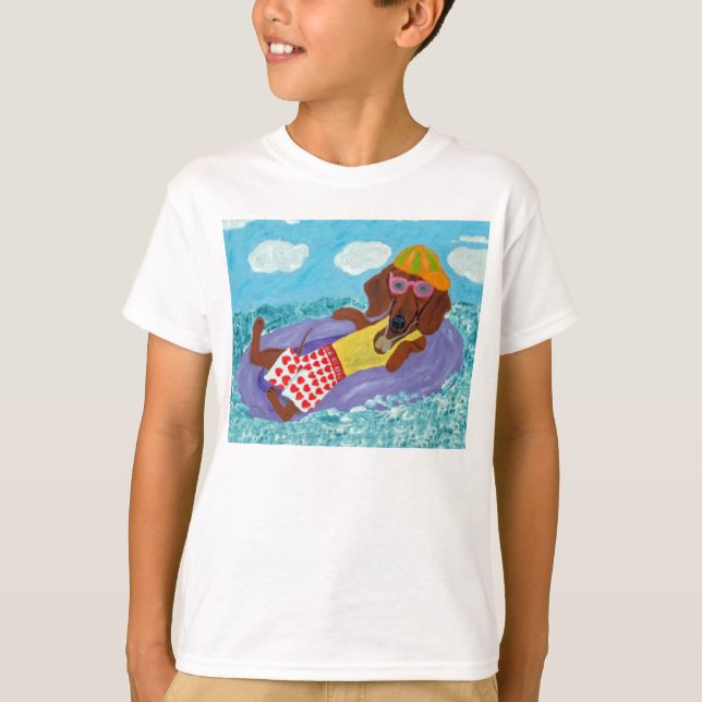 Dachshund Strandfaulenzer T-Shirt (Vorderseite)