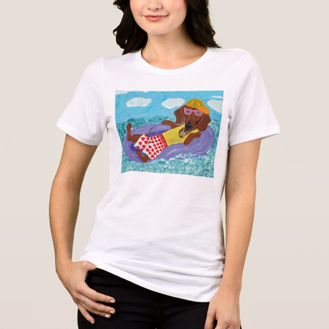 Dachshund Strandfaulenzer Tri-Blend Shirt (Vorderseite)