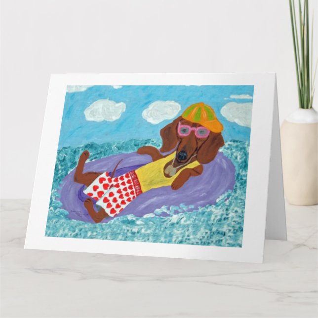 Dachshund Strandpenner Karte (Vorderseite)