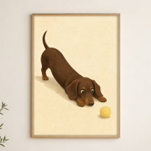 Dachshund Stretch Wasserfarbe Whimsical Kunstposte