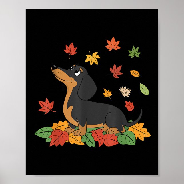 Dachshund Thanksgiving Pilger Herbst Herbstlaub  Poster (Vorne)