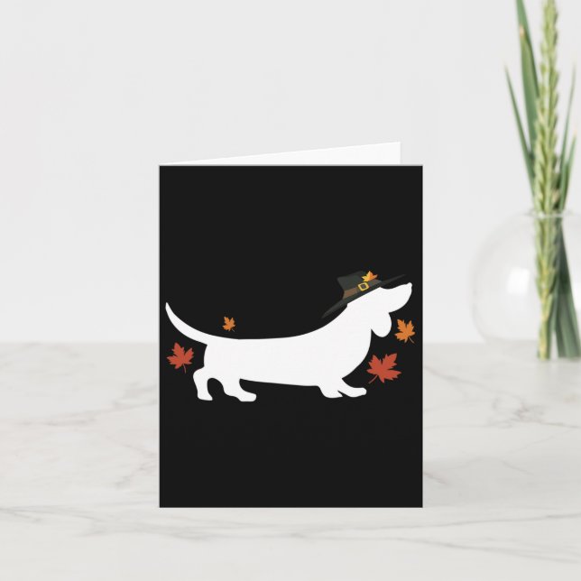 Dachshund Thanksgiving Pilger Herbst  Karte (Vorderseite)
