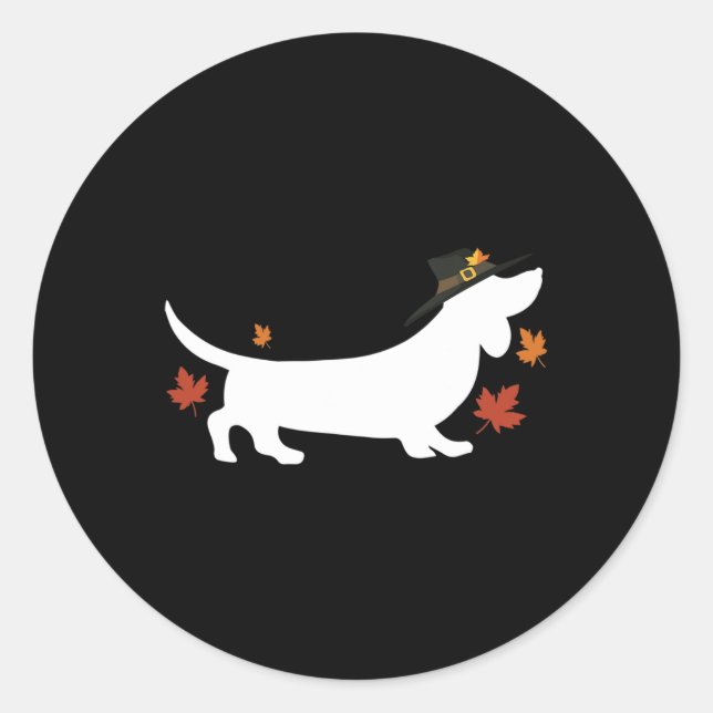 Dachshund Thanksgiving Pilger Herbst  Runder Aufkleber (Vorderseite)