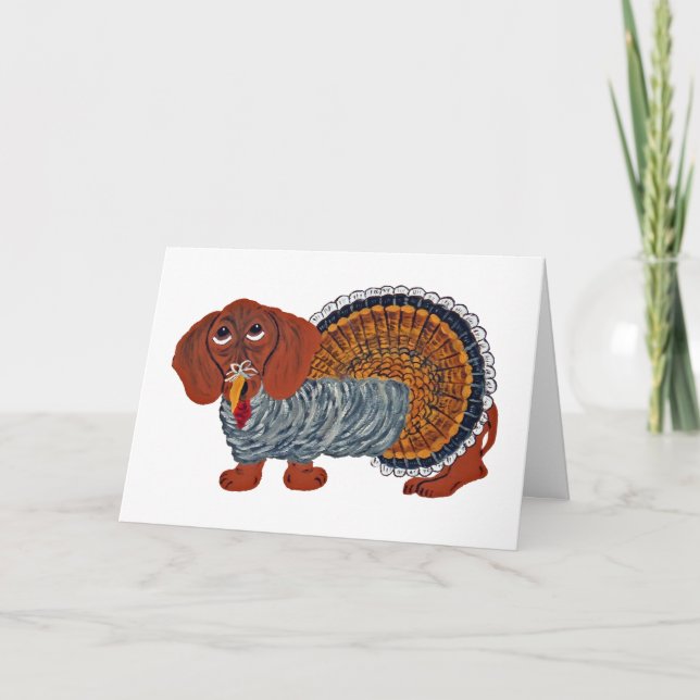 Dachshund Thanksgiving Truthahn Einladung (Vorderseite)