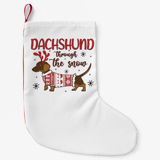 Dachshund Through The Snow Christmas Dog Lover Kleiner Weihnachtsstrumpf (Vorderseite)