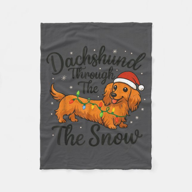 Dachshund Through The Snow Christmas Pajama Toddle Fleecedecke (Vorderseite)
