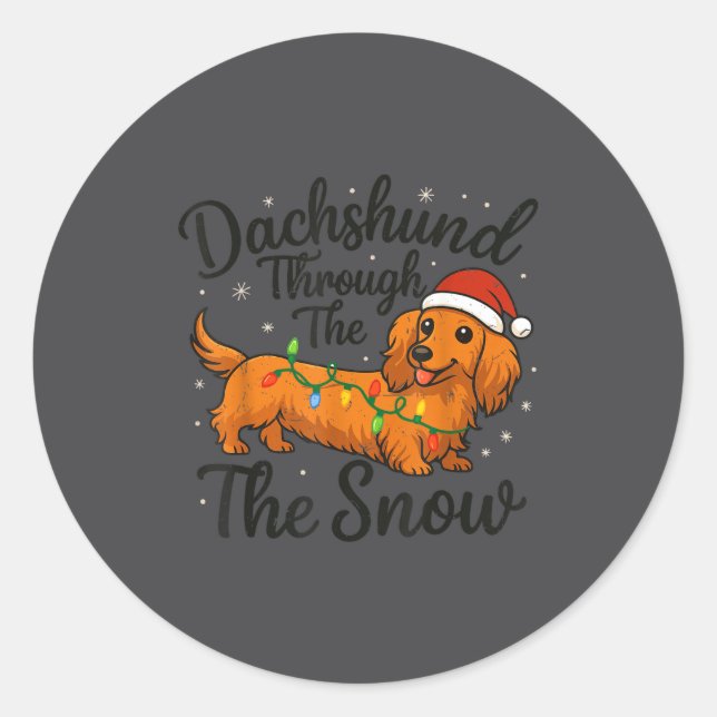 Dachshund Through The Snow Christmas Pajama Toddle Runder Aufkleber (Vorderseite)