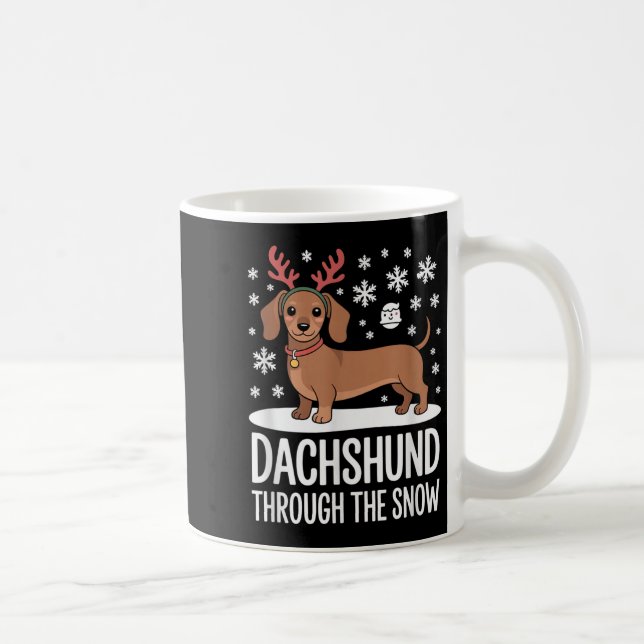 Dachshund Through The Snow Cute Reindeer Christmas Kaffeetasse (Rechts)