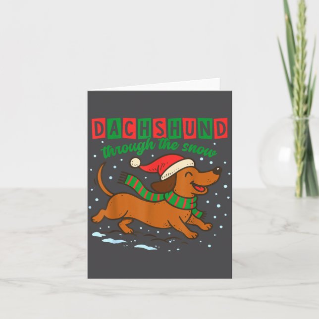 Dachshund Through The Snow Funny Christmas Wiener  Karte (Vorderseite)