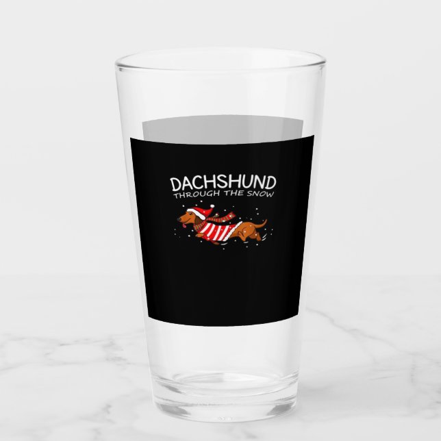 Dachshund Through The Snow Funny Dog Christmas Cla Glas (Vorderseite)