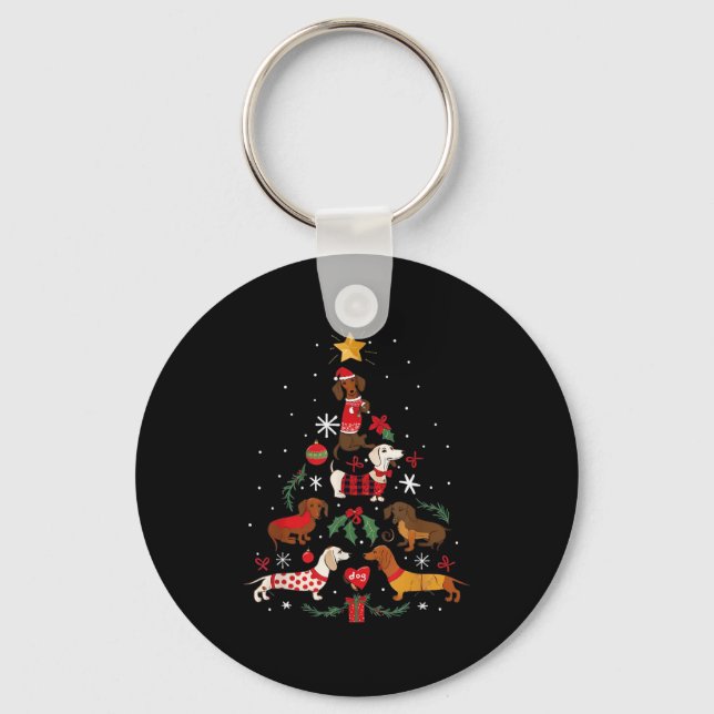 Dachshund Through The Snow Funny Dog Christmas Tre Schlüsselanhänger (Vorderseite)