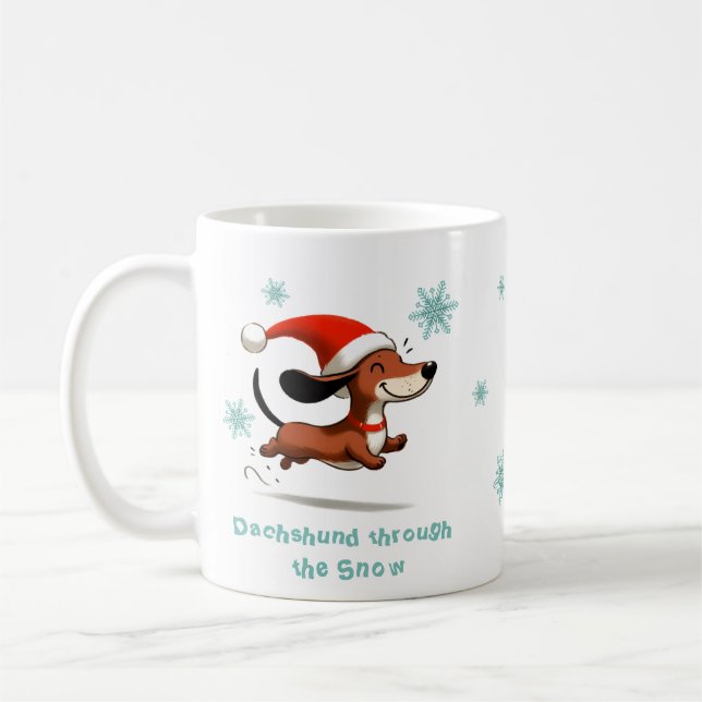 Dachshund through the Snow puppy dog Christmas Kaffeetasse (Links)