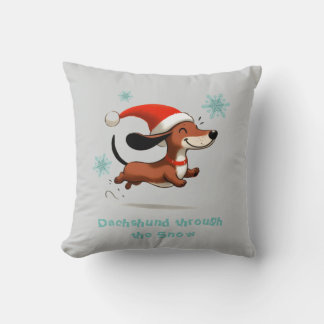 Dachshund through the Snow puppy dog Christmas Kissen