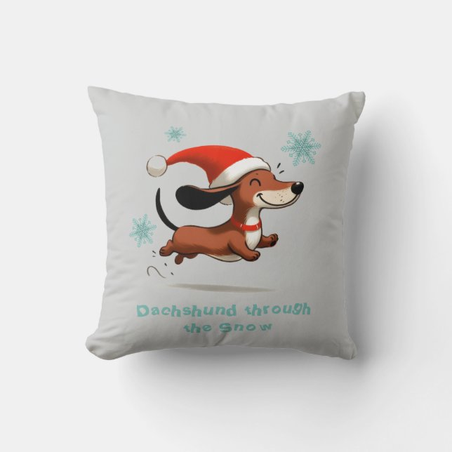 Dachshund through the Snow puppy dog Christmas Kissen (Vorderseite)