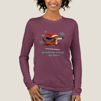 Dachshund through the Snow puppy dog Christmas Tri-Blend Shirt