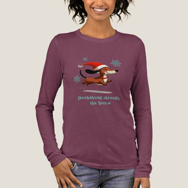 Dachshund through the Snow puppy dog Christmas Tri-Blend Shirt (Vorderseite)