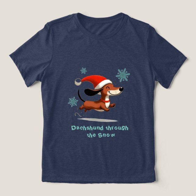 Dachshund through the Snow puppy dog Christmas Tri-Blend Shirt (Design Vorderseite)