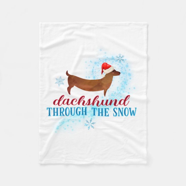 Dachshund Through The Snow Santa Dog Christmas  Fleecedecke (Vorderseite)