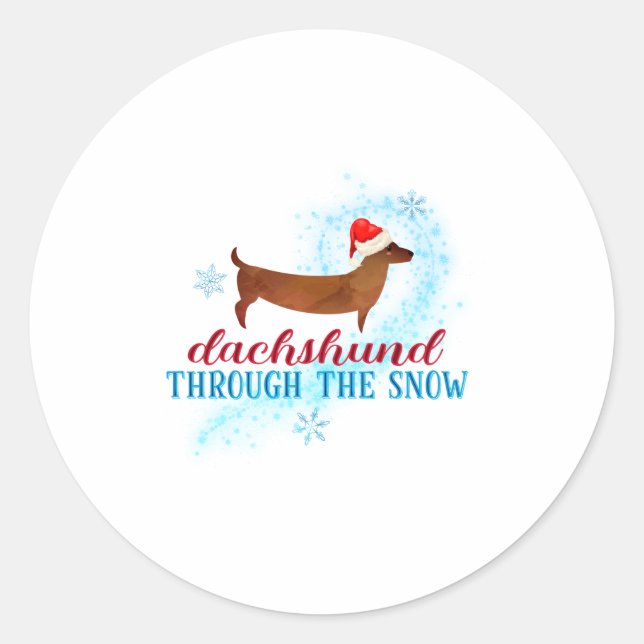 Dachshund Through The Snow Santa Dog Christmas  Runder Aufkleber (Vorderseite)