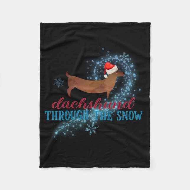 Dachshund Through The Snow Santa Dog Christmas T S Fleecedecke (Vorderseite)
