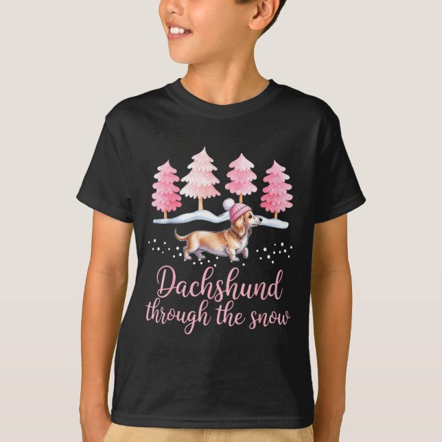 Dachshund Through The Snow Wiener Dog Christmas  T-Shirt (Vorderseite)